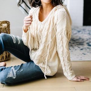 Hooded rib knit sweater NWT boutique item